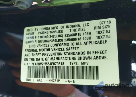 2018 Honda Cr-V Ex из США, поврежденный, VIN 7FARW2H55JE079318